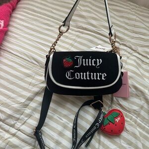 Juicy Couture Sweet N Juicy FR Flap Shoulder Bag Strawberry Black Liquorice NWT